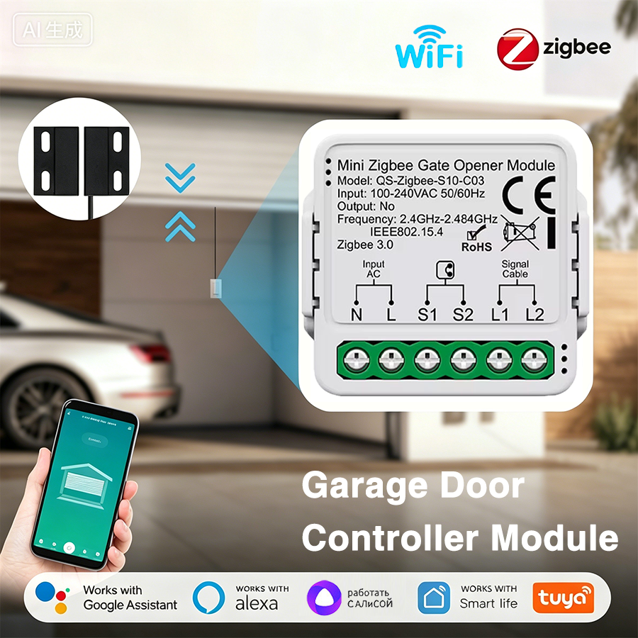Smart Home Google Assistant - Tuya Smart WiFi or Zigbee Garage