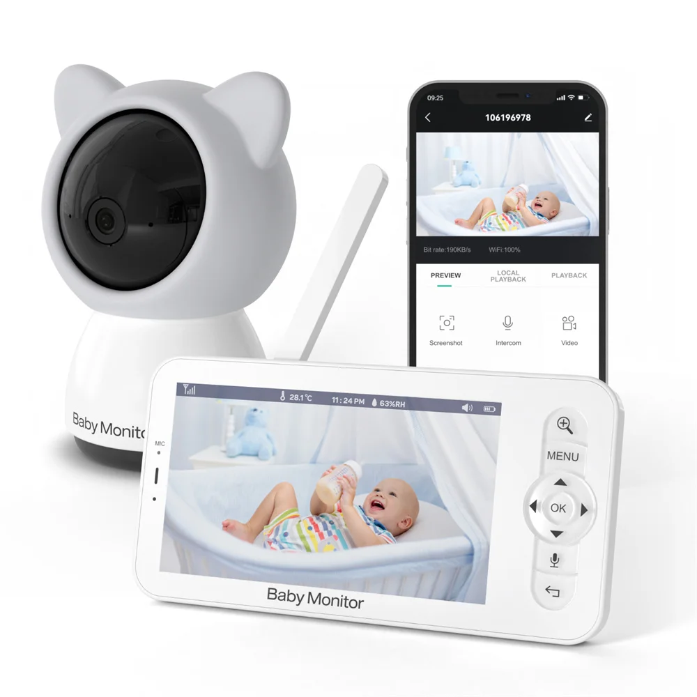 Smart Home Battery Camera - Babystar 5 Inch Wifi Baby Monitor