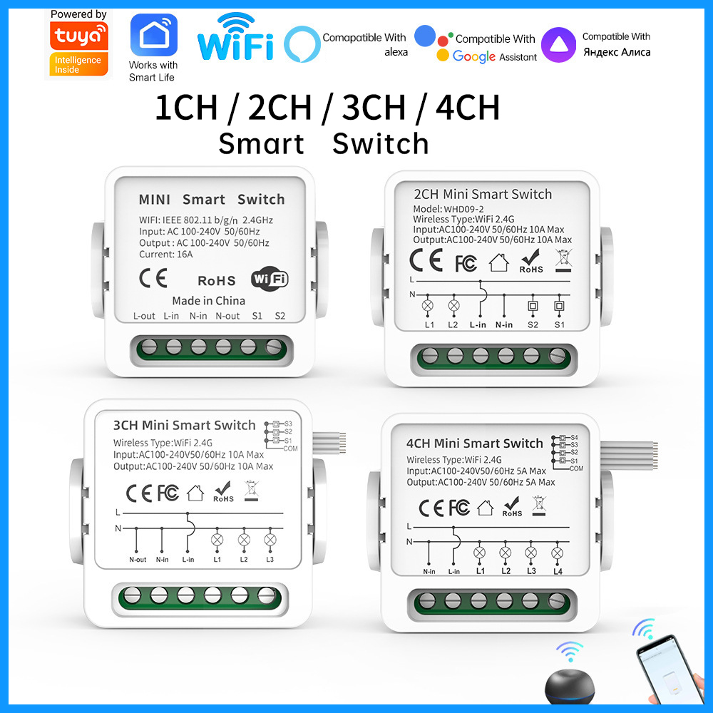 Tuya WiFi Smart Switch 1/2/3/4 - огляд і ціна Smart Home Google Assistant