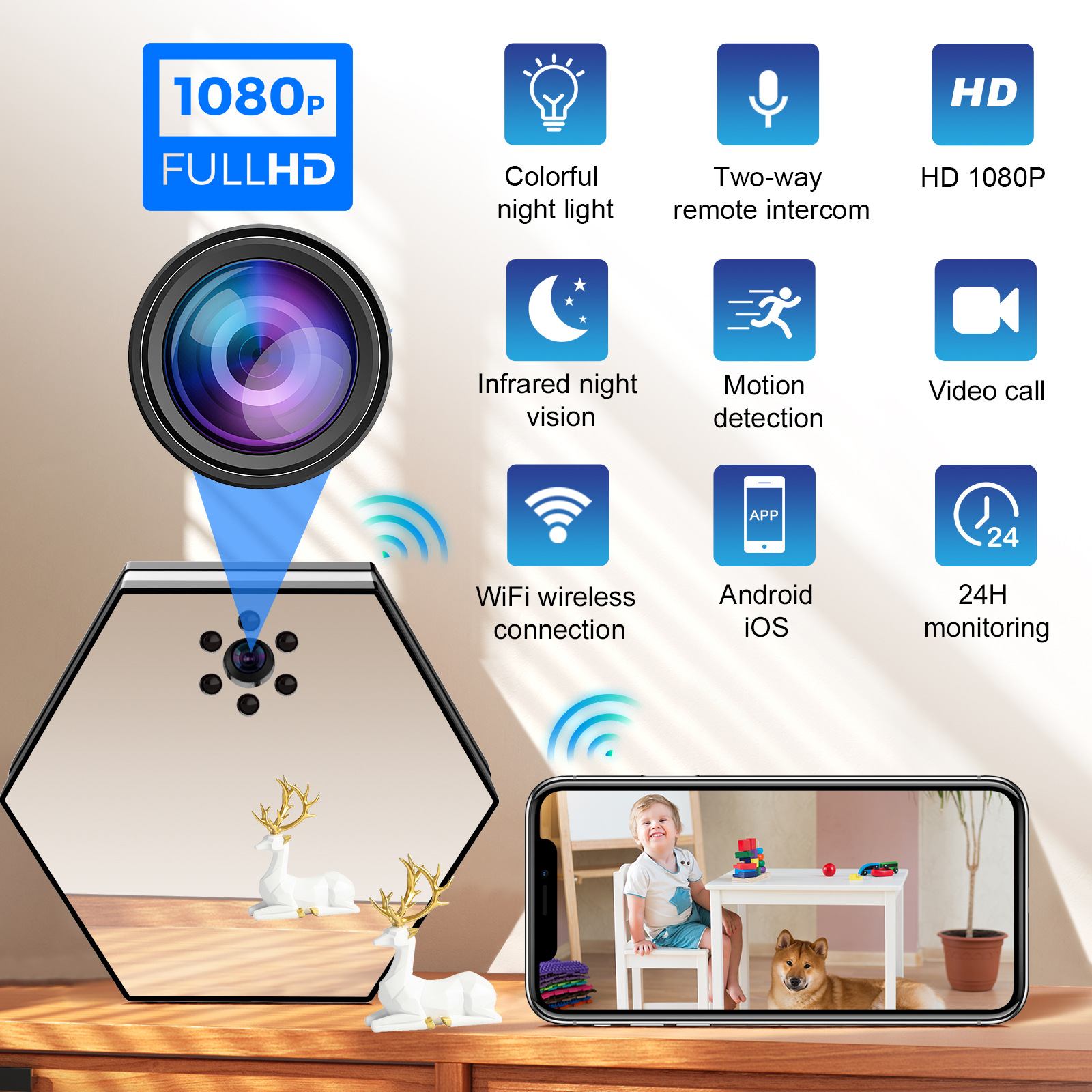1080P WIFI LED Night Light Hid - огляд і ціна Smart Baby Night Light