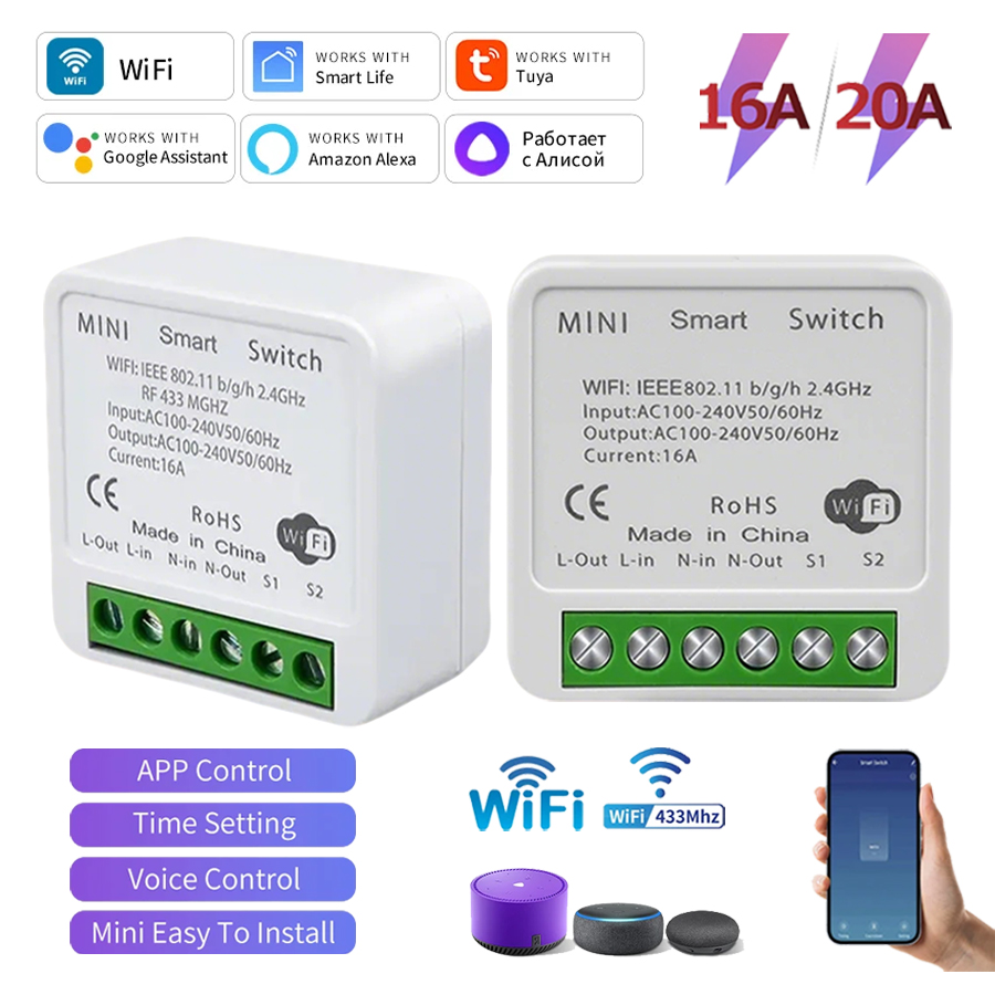 Tuya WiFi Smart Switch Module  - огляд і ціна Smart Home Google Assistant