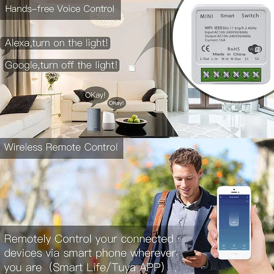 Tuya WiFi Smart Switch Module  - огляд і ціна Smart Home Google Assistant