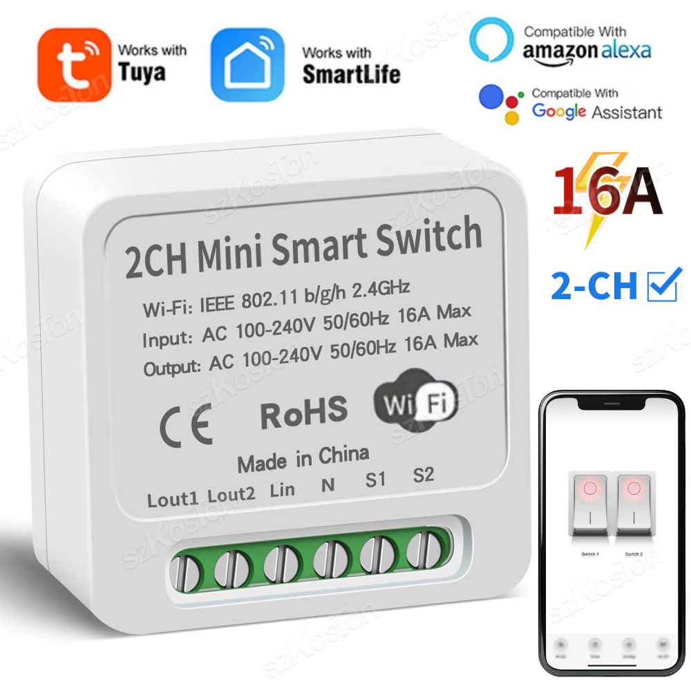 16A Tuya WiFi Smart Switch Mod - огляд і ціна Smart Home Google Assistant
