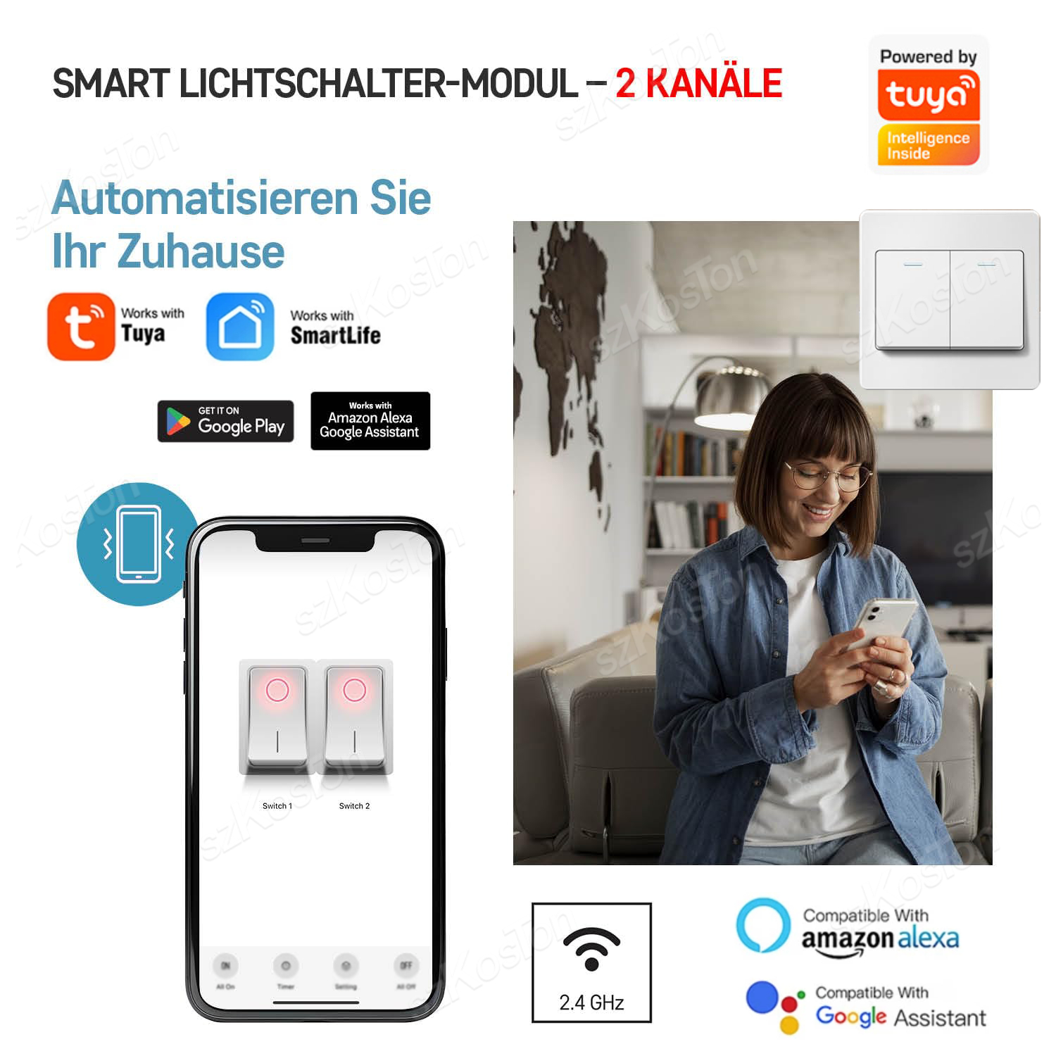 16A Tuya WiFi Smart Switch Mod - огляд і ціна Smart Home Google Assistant