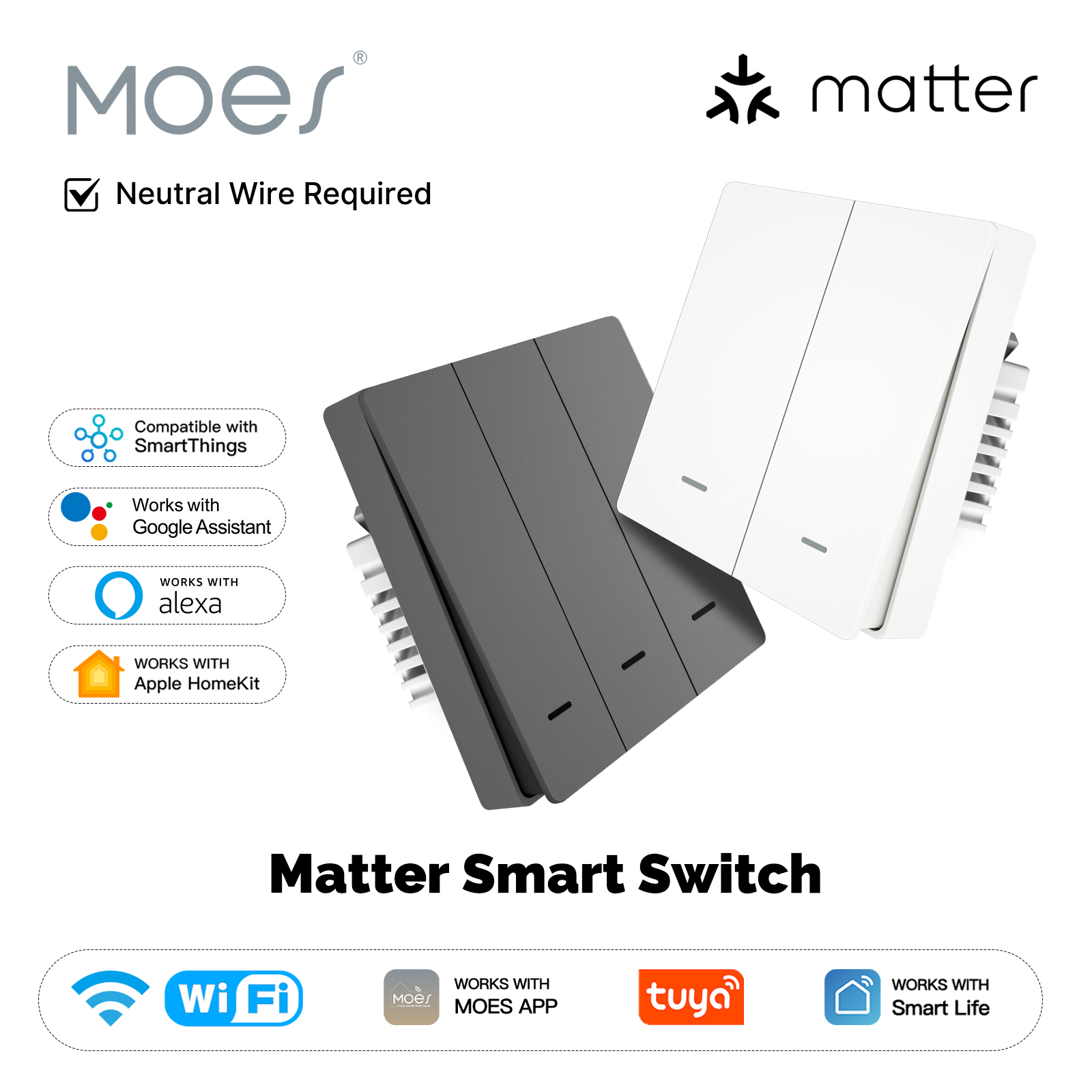 MOES Matter Tuya WiFi Smart Li - огляд і ціна Smart Home Google Assistant