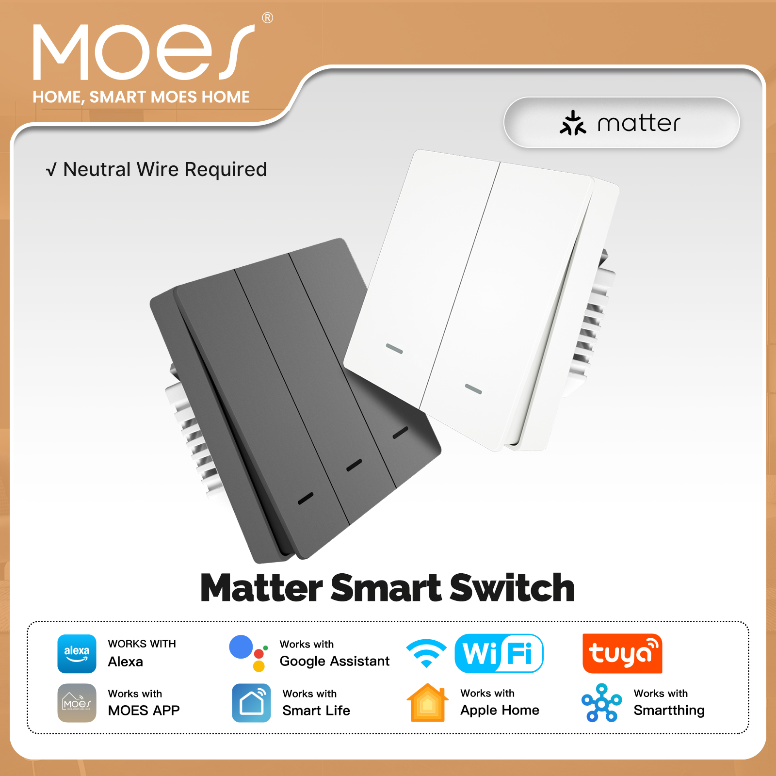 MOES Matter Tuya WiFi Smart Li - огляд і ціна Smart Home Google Assistant
