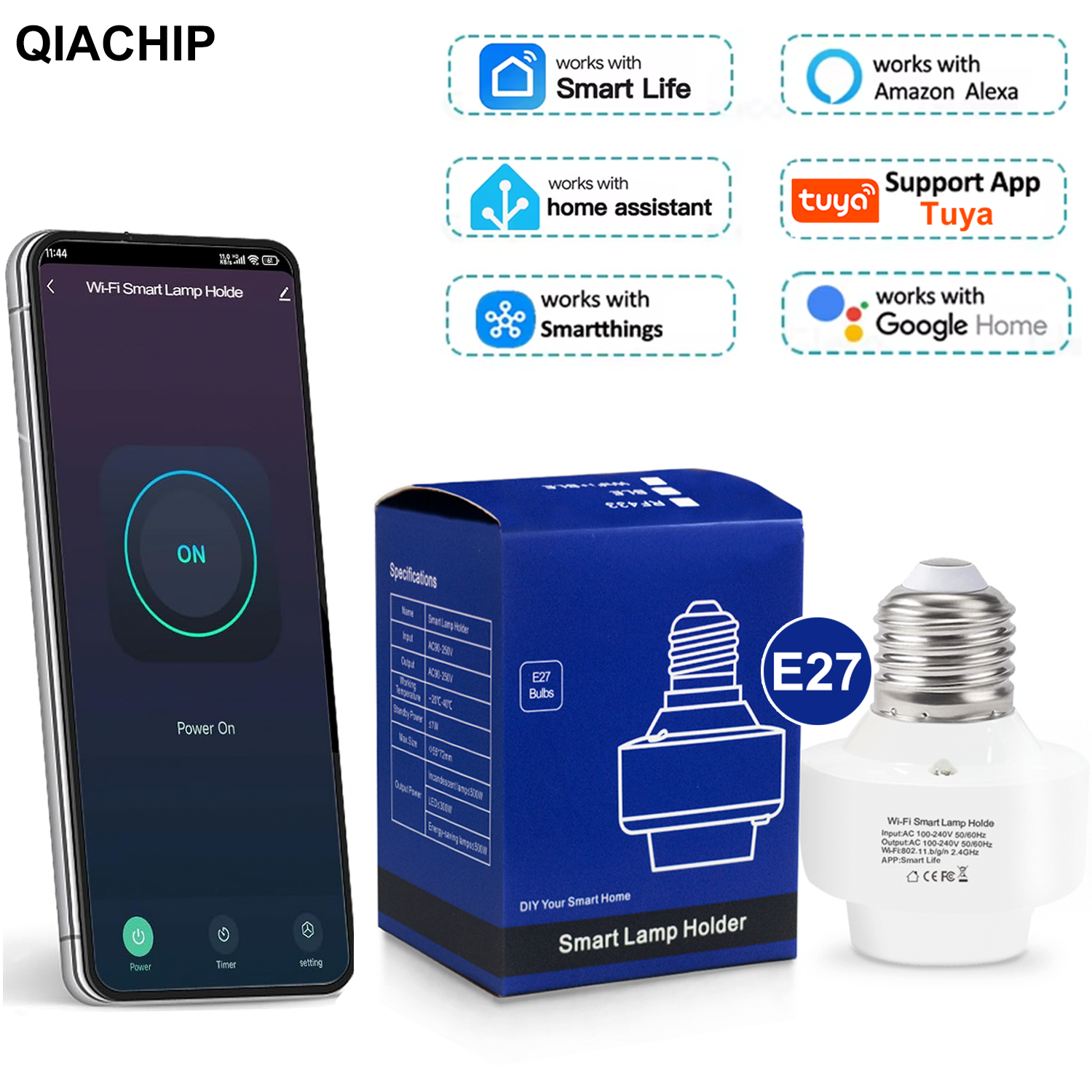 Tuya Smart E27 Socket Switch A - огляд і ціна Smart Home Google Assistant